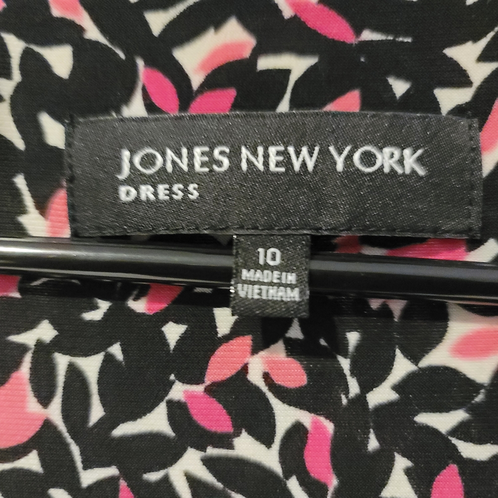 JONES NEW YORK Black and Pink Floral Dress Size 10 - Picture 3 of 9